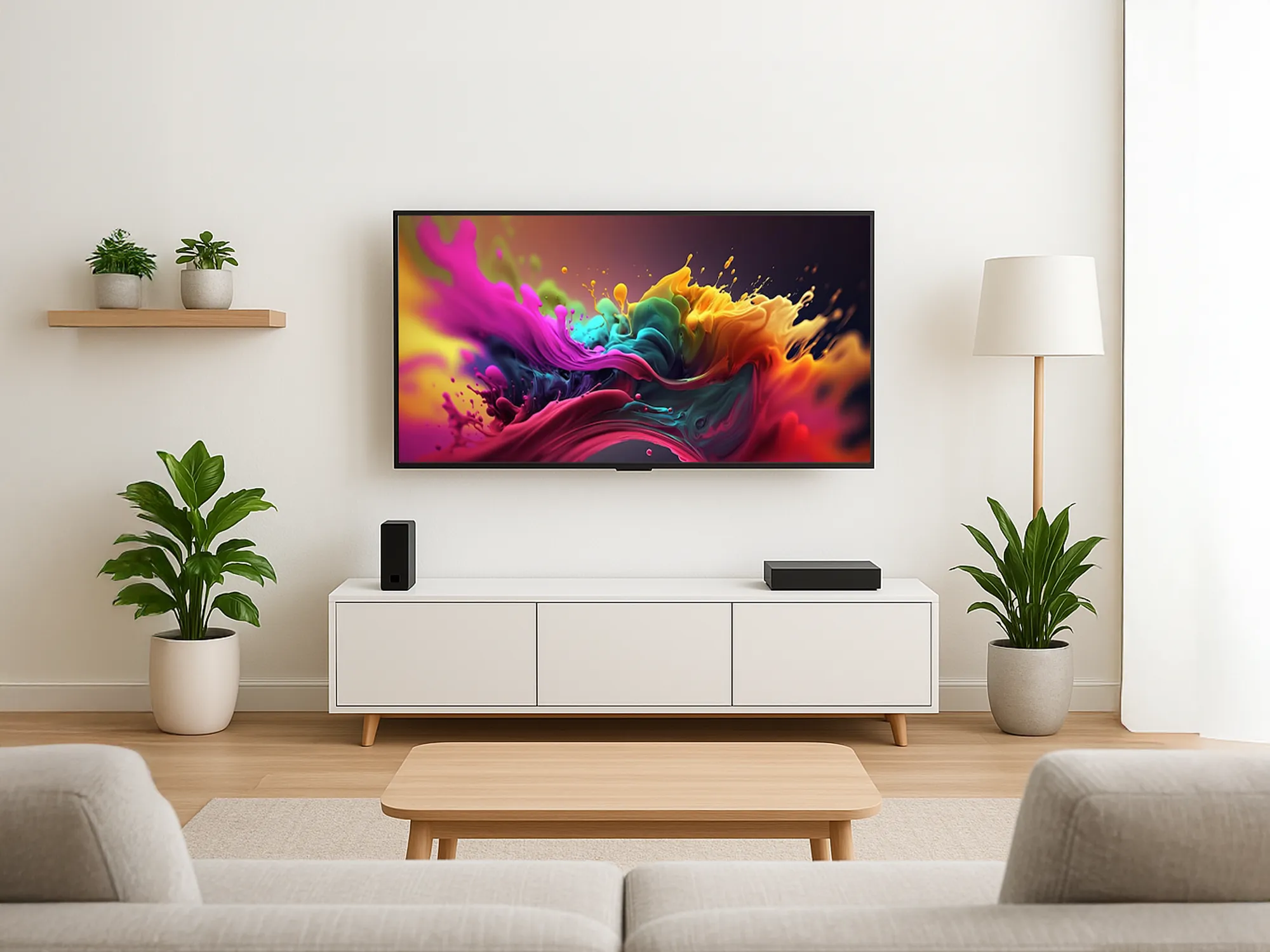 Clean organized tech setup with hidden cables and tidier electronics.